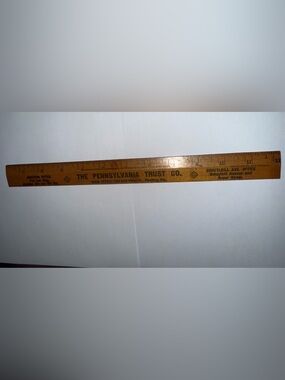 Pennsylvania Trust Co. 12 inch Wooden Ruler Vintage Collectible Amber Brown